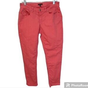 Eileen Fisher Womens Size 8 Coral Pink Organic Cotton Mid-Rise Ankle Jeans
